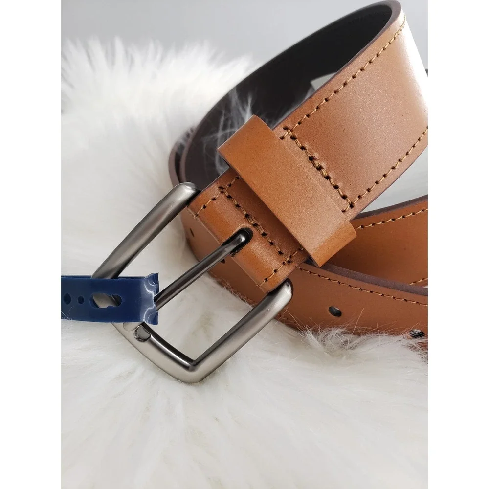 LOT OF 2 - Club Room‎ Mens Faux Leather Brogue Casual Belt Dress Belt Old Money